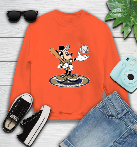 MLB Baseball Milwaukee Brewers Cheerful Mickey Disney Shirt Sweatshirt 4