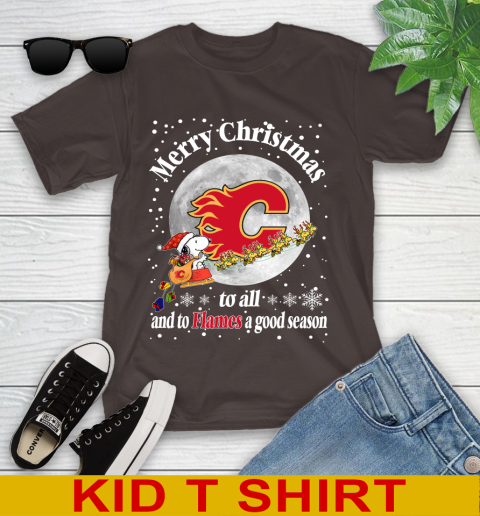 Calgary Flames Merry Christmas To All And To Flames A Good Season NHL Hockey Sports Youth T-Shirt 6