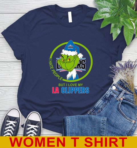 LA Clippers NBA Christmas Grinch I Hate People But I Love My Favorite Basketball Team Women's T-Shirt 12