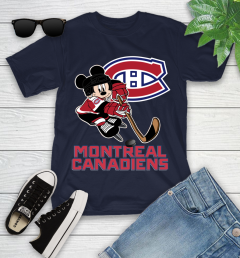 NHL Montreal Canadiens Mickey Mouse Disney Hockey T Shirt Youth T-Shirt 3