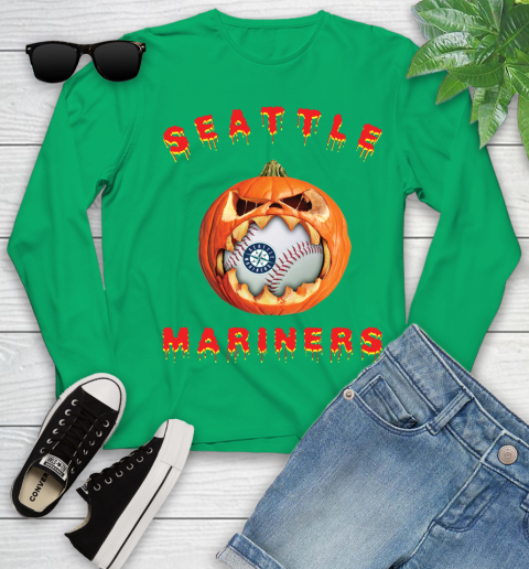 MLB Seattle Mariners Halloween Pumpkin Baseball Sports Youth Long Sleeve 6