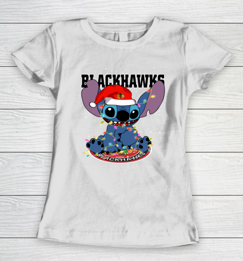 Chicago Blackhawks NHL Hockey noel stitch Christmas Women's T-Shirt