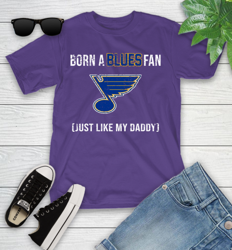 NHL St.Louis Blues Hockey Loyal Fan Just Like My Daddy Shirt Youth T-Shirt - Image 4