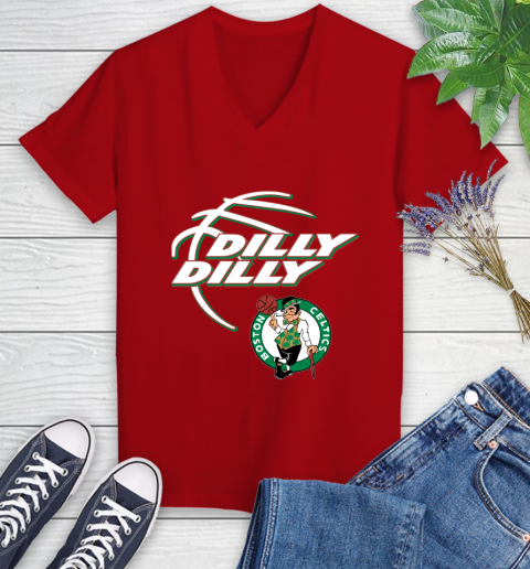 NBA Boston Celtics Dilly Dilly Basketball Sports Women's V-Neck T-Shirt 12