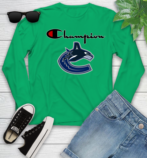 NHL Hockey Vancouver Canucks Champion Shirt Youth Long Sleeve 4