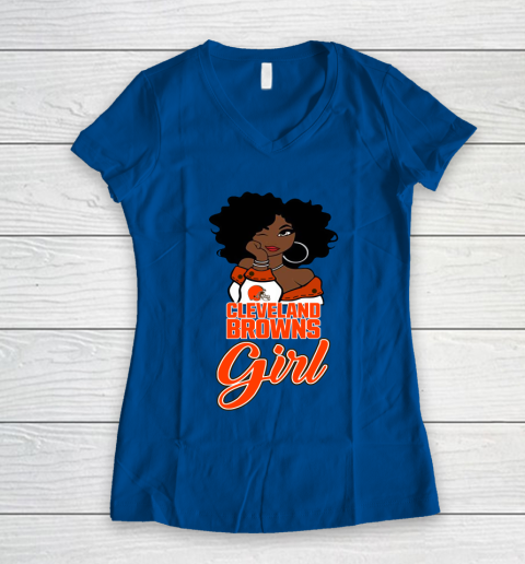 Cleveland Browns Girl NFL Women's V-Neck T-Shirt 9