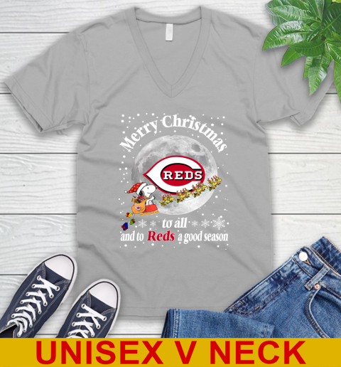 Cincinnati Reds Merry Christmas To All And To Reds A Good Season MLB Baseball Sports V-Neck T-Shirt 3