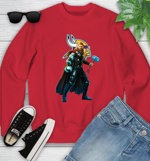 NFL Thor Avengers Endgame Football Minnesota Vikings Youth Sweatshirt 9