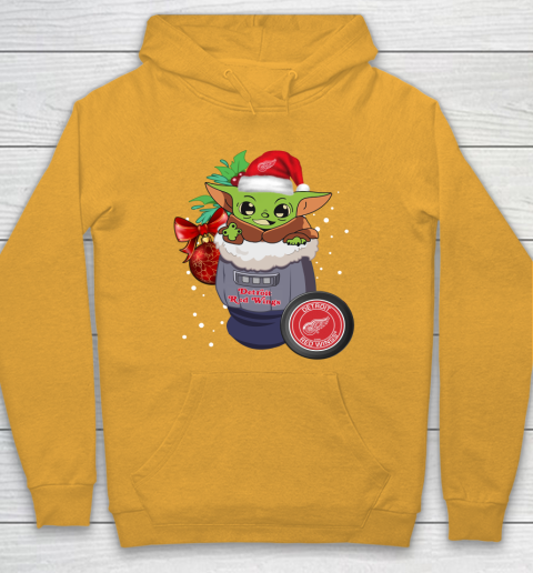 Detroit Red Wings Christmas Baby Yoda Star Wars Funny Happy NHL Hoodie 3