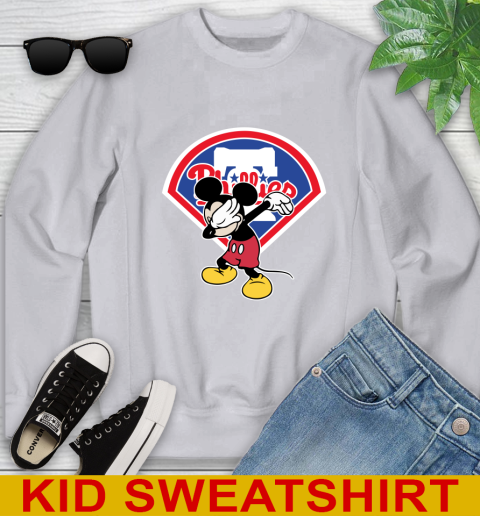 Philadelphia Phillies MLB Baseball Dabbing Mickey Disney Sports Youth Sweatshirt 4