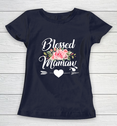 Blessed Mamaw Thanksgiving Christmas Floral Gift For Grandma Women's T-Shirt 2