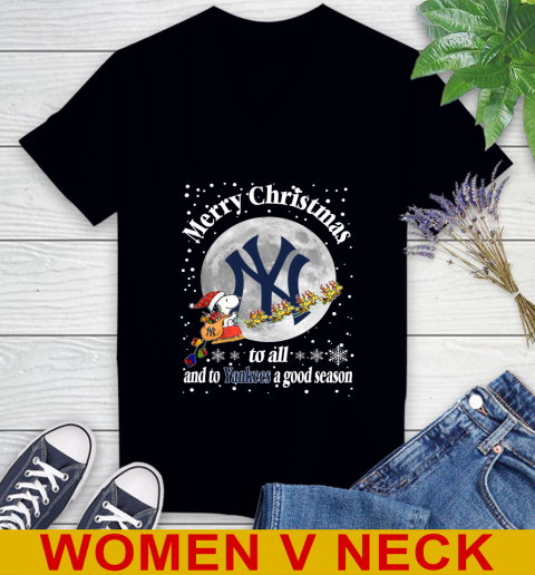 New York Yankees Merry Christmas To All And To Yankees A Good Season MLB Baseball Sports Women's V-Neck T-Shirt