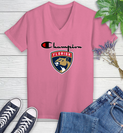 NHL Hockey Florida Panthers Champion Shirt Women's V-Neck T-Shirt 9