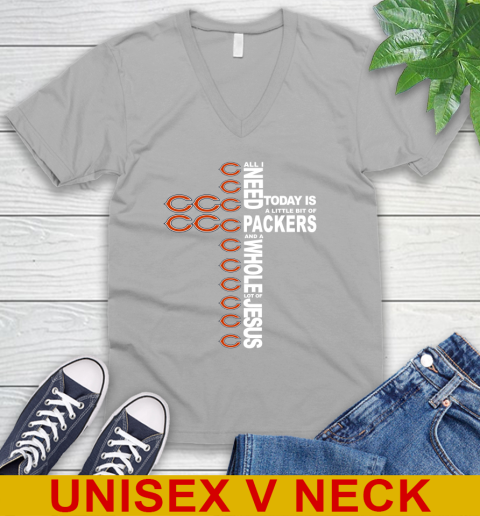NFL All I Need Today Is A Little Bit Of Chicago Bears Shirt V-Neck T-Shirt 3
