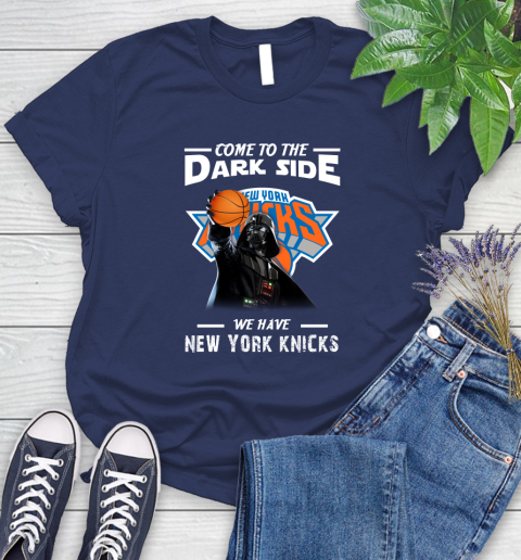 NBA Come To The Dark Side We Have New York Knicks Star Wars Darth Vader Basketball Women's T-Shirt 14