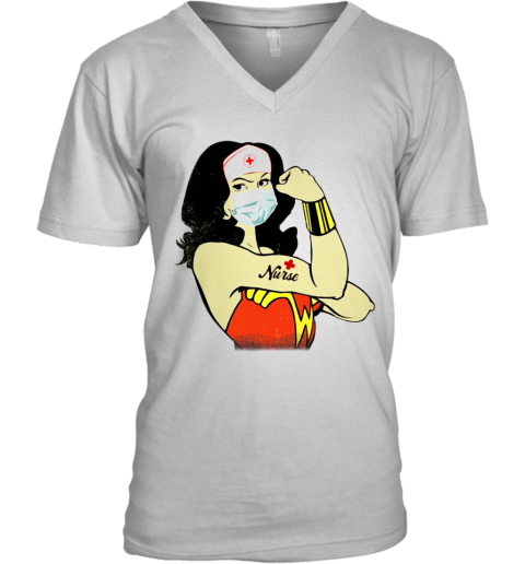Strong Wonder Woman Tattoo Nurse V-Neck T-Shirt
