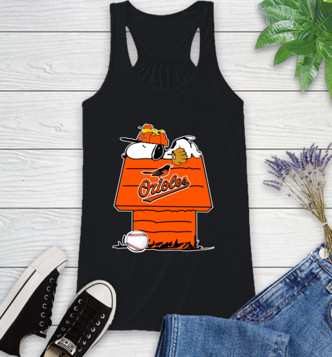 MLB Baltimore Orioles Snoopy Woodstock The Peanuts Movie Baseball T Shirt Racerback Tank 2