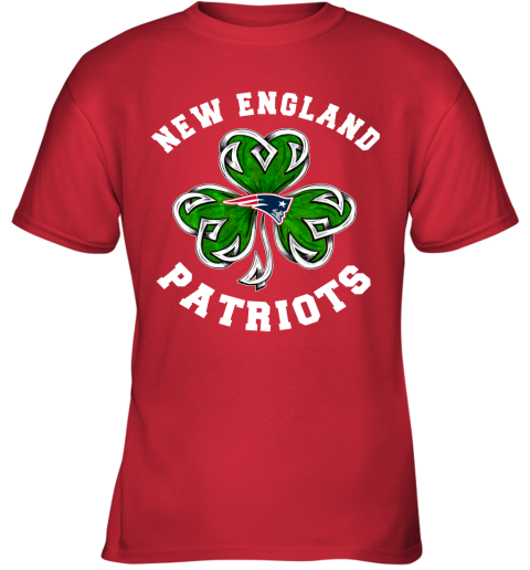 NFL New England Patriots Three Leaf Clover St Patrick's Day Football Sports x8Nq3tkD3Jp youth t shirt 26 95 151514 front red