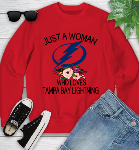 NHL Just A Woman Who Loves Tampa Bay Lightning Hockey Sports Youth Sweatshirt 5