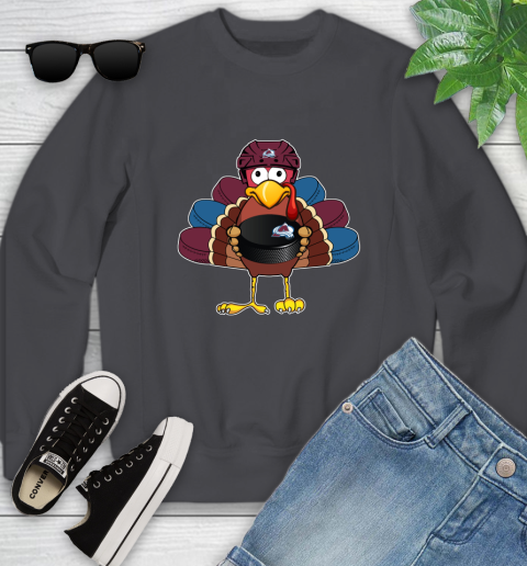 Colorado Avalanche Turkey Thanksgiving Day Youth Sweatshirt 6