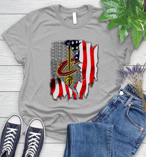 Cleveland Cavaliers NBA Basketball American Flag Women's T-Shirt 5