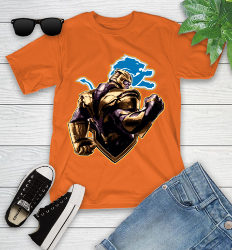 NFL Thanos Avengers Endgame Football Sports Detroit Lions Youth T-Shirt 7
