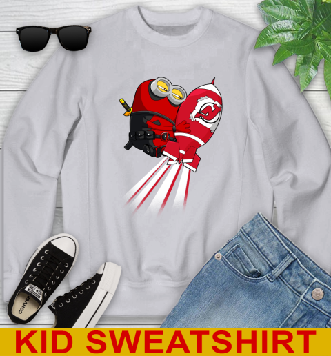 NHL Hockey New Jersey Devils Deadpool Minion Marvel Shirt Youth Sweatshirt 3