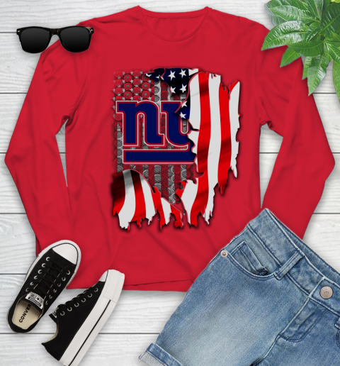New York Giants NFL Football American Flag Youth Long Sleeve 11
