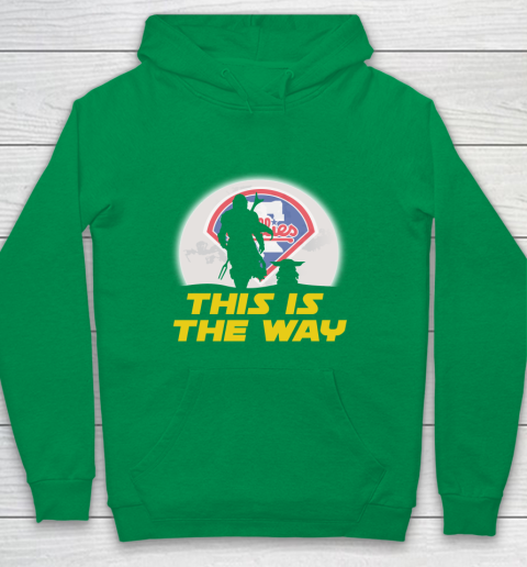 Philadelphia Phillies MLB Baseball Star Wars Yoda And Mandalorian This Is The Way Youth Hoodie 4