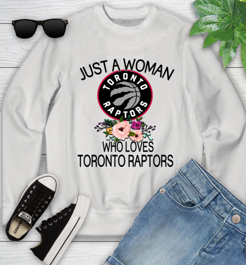 NBA Just A Woman Who Loves Toronto Raptors Basketball Sports Youth Sweatshirt