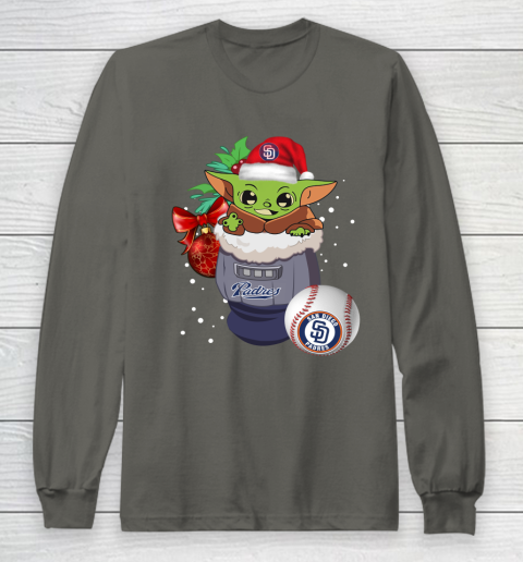 San Diego Padres Christmas Baby Yoda Star Wars Funny Happy MLB Long Sleeve T-Shirt 8