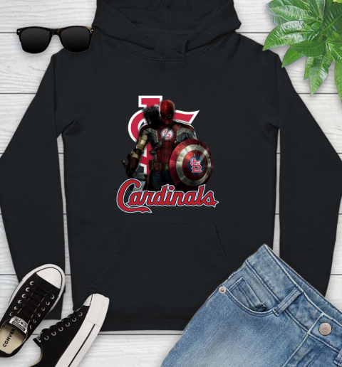 MLB Captain America Thor Spider Man Hawkeye Avengers Endgame Baseball St.Louis Cardinals Youth Hoodie 2