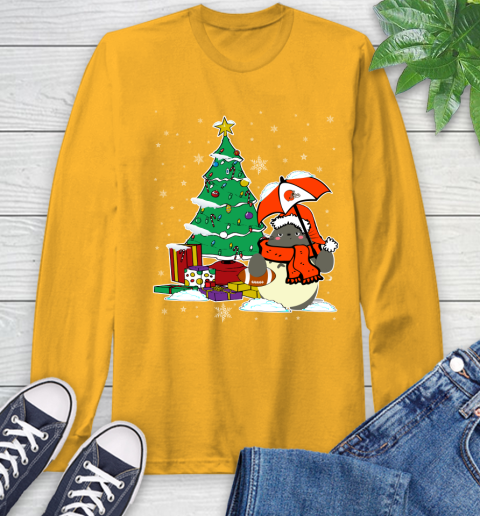 Cleveland Browns NFL Football Cute Tonari No Totoro Christmas Sports Long Sleeve T-Shirt 2