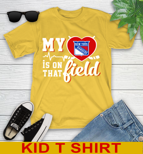 NHL My Heart Is On That Field Hockey Sports New York Rangers Youth T-Shirt 9