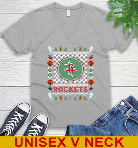 Houston Rockets Merry Christmas NBA Basketball Loyal Fan V-Neck T-Shirt 3