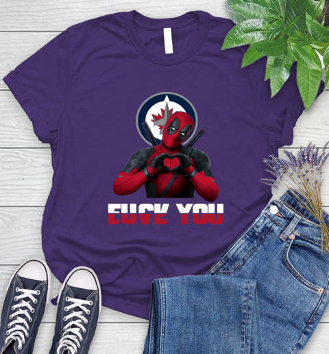 NHL Winnipeg Jets Deadpool Love You Fuck You Hockey Sports Women's T-Shirt 4