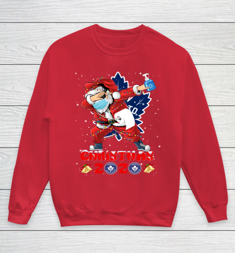 Toronto Maple Leafs Funny Santa Claus Dabbing Christmas 2020 NHL Youth Sweatshirt 7