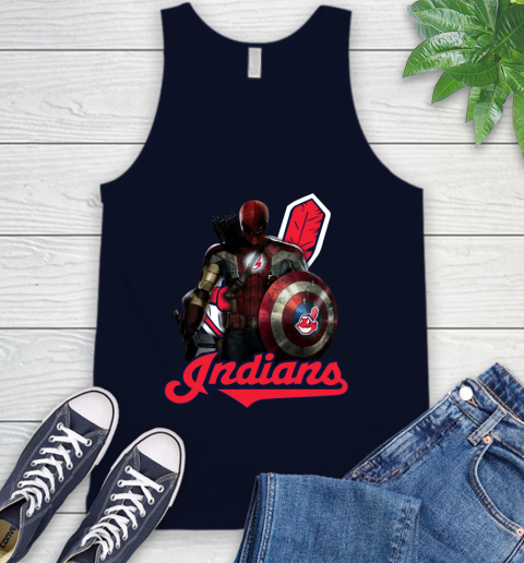 MLB Captain America Thor Spider Man Hawkeye Avengers Endgame Baseball Cleveland Indians Tank Top 3
