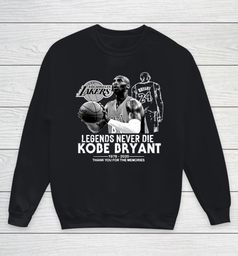 Kobe Bryant Legends Never Die 1978 2020 Thank You For The Memories Youth Sweatshirt