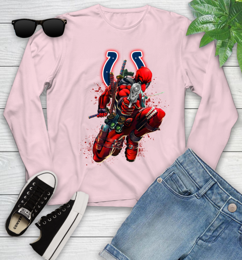 NFL Deadpool Marvel Comics Sports Football Indianapolis Colts Youth Long Sleeve 10