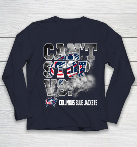 NHL Columbus Blue Jackets Hockey Can't Stop Vs Youth Long Sleeve 2