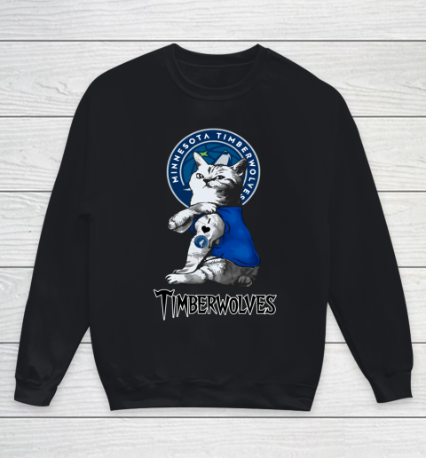NBA Basketball My Cat Loves Minnesota Timberwolves Youth Sweatshirt