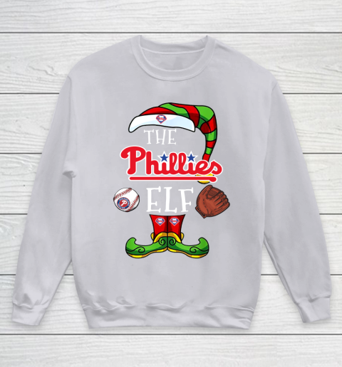 Philadelphia Phillies Christmas ELF Funny MLB Youth Sweatshirt 3