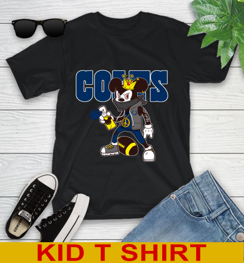Indianapolis Colts NFL Football Mickey Peace Sign Sports Youth T-Shirt 2