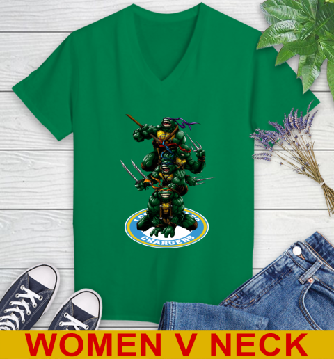 NFL Football Los Angeles Chargers Teenage Mutant Ninja Turtles Shirt Women's V-Neck T-Shirt 6