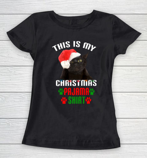 This Is My Black Cat Christmas Lights cat lover Xmas Gift Women's T-Shirt