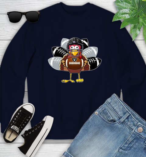 Oakland Raiders Turkey Thanksgiving Day Youth Sweatshirt 3