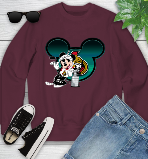 NHL Ottawa Senators Stanley Cup Mickey Mouse Disney Hockey T Shirt Youth Sweatshirt 5