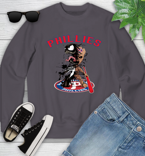 MLB Philadelphia Phillies Baseball Venom Groot Guardians Of The Galaxy Youth Sweatshirt 6
