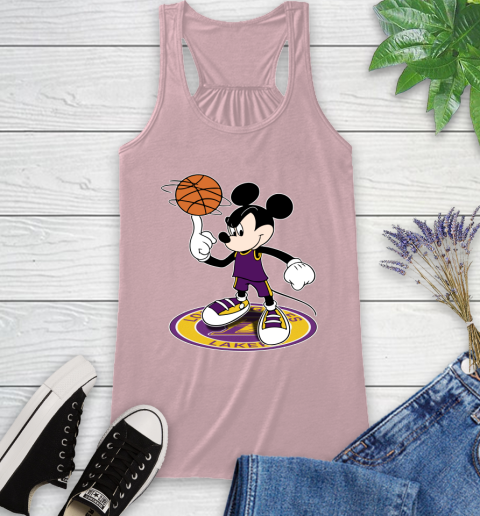 NBA Basketball Los Angeles Lakers Cheerful Mickey Disney Shirt Racerback Tank 10